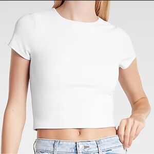 EXPRESS White Cropped Tee